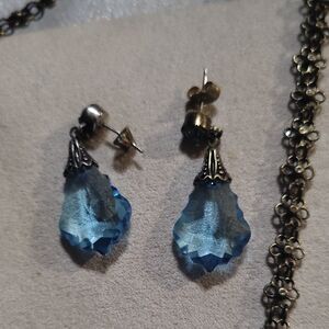 Elegant Blue Crystal Drop Earrings
